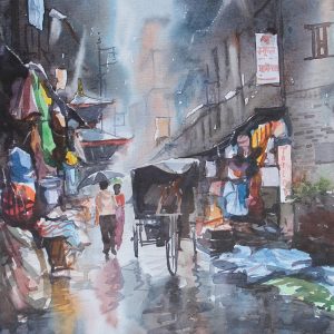 Rainy Season, street view of Ason, Kathmandu