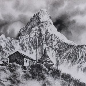 Ama Dablam mountain with Chorten