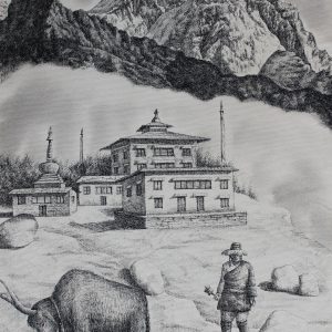 Mount Everest with Thyangboche Monastry