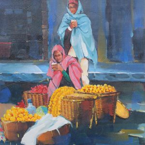Street Vendor selling flowers during Tihar Festival