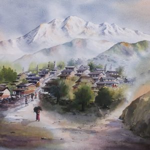 Annapurna Range with Village