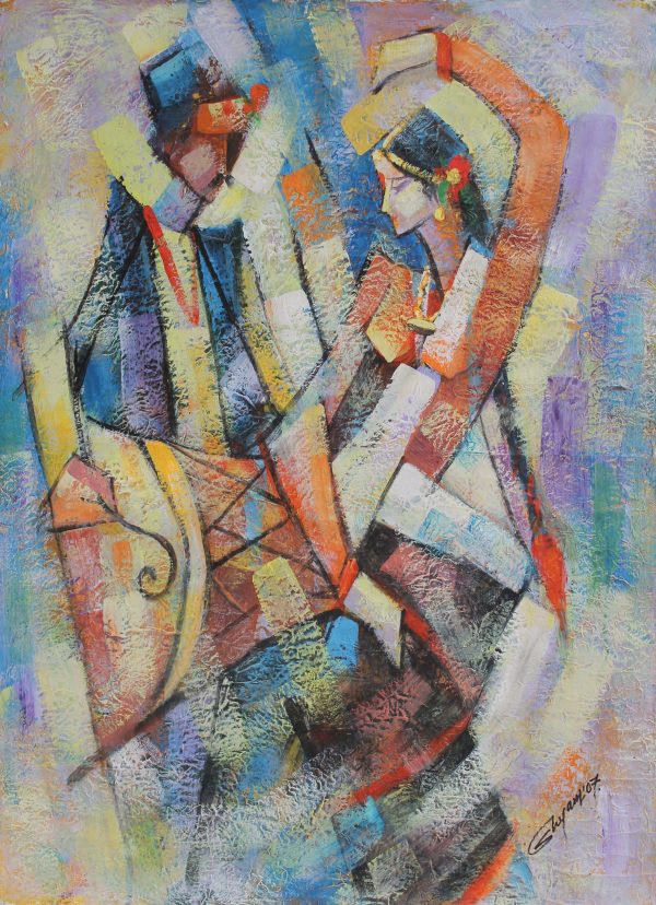 Newar couple dancing during festival